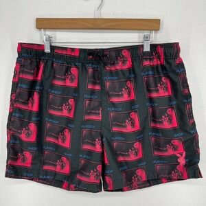 Playboy by PacSun Swim‎ Trunks Men's XL Multicolor Mesh Lined Drawstring Logo 5"